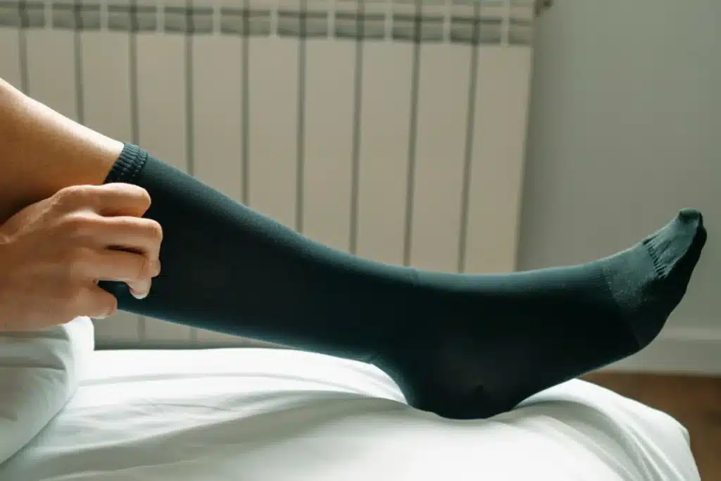Compression stockings folded neatly